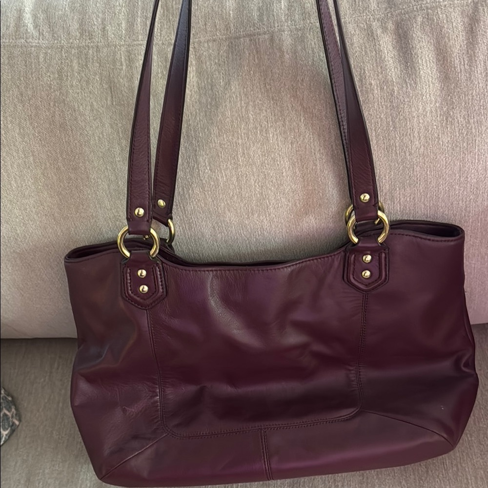 Coach Plum Purple Leather Shoulder Bag NEVER WORN - Picture 2 of 6